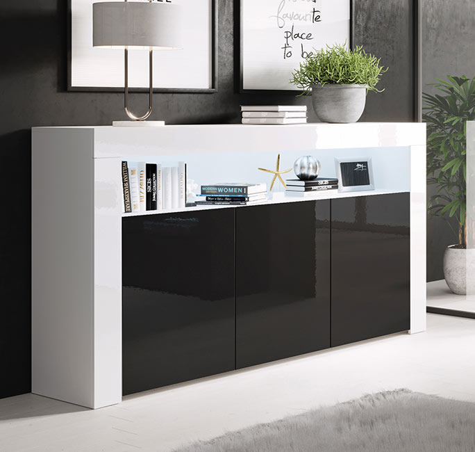 Dressoir model Aker - Wit en Zwart